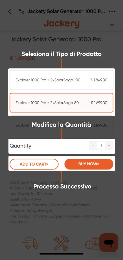 Selezione del prodotto