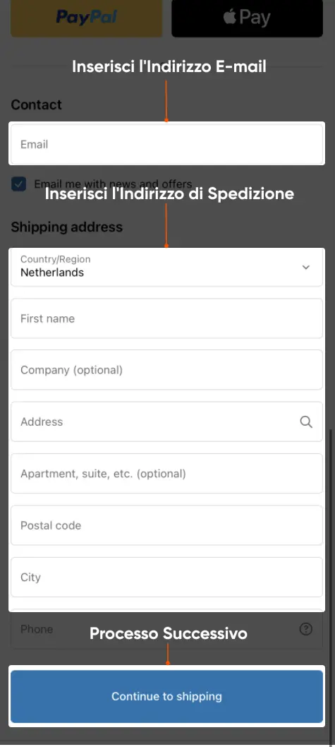 Impostazioni informazioni cliente
