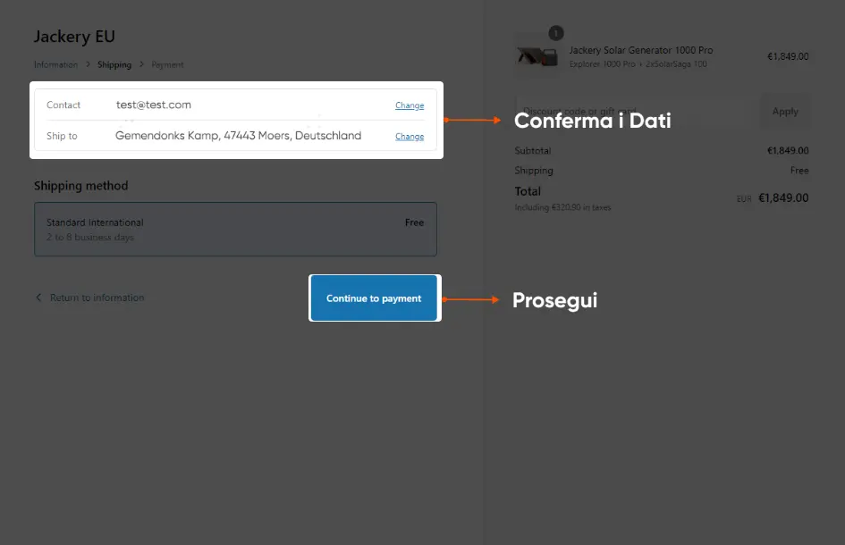 Conferma delle informazioni
